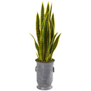 40” Sansevieria Artificial Plant in Metal Planter
