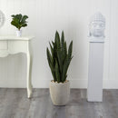 40” Sansevieria Artificial Plant in Sand Colored Planter