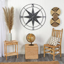 40” Washed Nautical Metal Compass Wall Art Decor