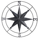 40” Washed Nautical Metal Compass Wall Art Decor