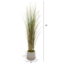 41” Grass and Bamboo Artificial Plant in Planter with Gold Trimming