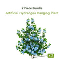 41" UV Resistant Artificial Hydrangea Hanging Plant (Indoor/Outdoor) - Set of 2