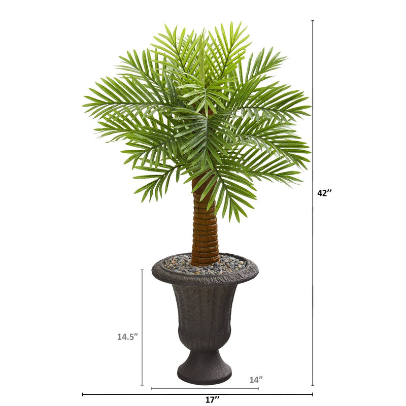 42” Robellini Palm Artificial Tree in Decorative Brown Urn, photo 2 of 2