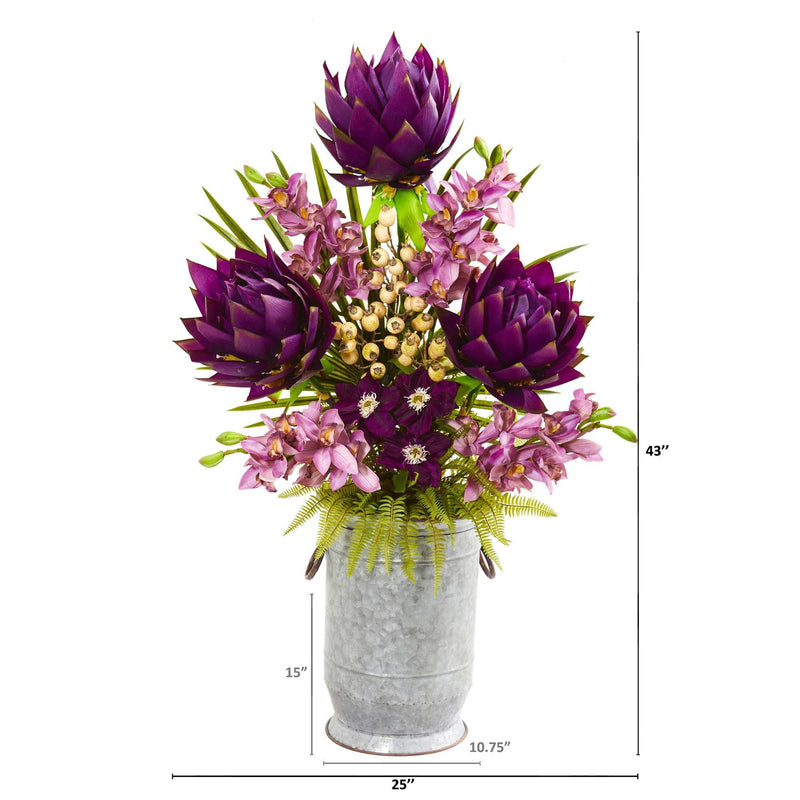 43” Mixed Floral and Orchid Artificial Arrangement, photo 2 of 2