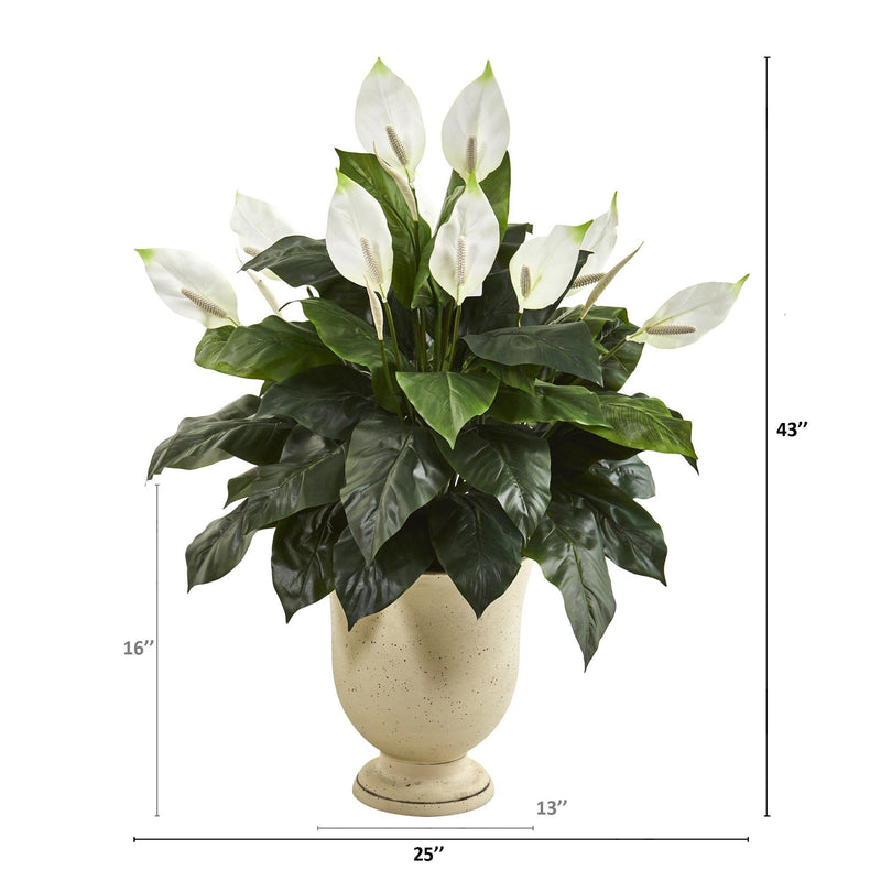 43” Spathifyllum Artificial Plant in White Urn, photo 2 of 2