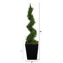 44” Cypress Spiral Topiary Artificial Tree in Black Metal Planter