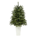 44” Snowed Grand Teton Fir Artificial Christmas Tree with 50 Clear Lights and 111 Bendable Branches in Red Planter