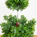 44" UV Resistant Artificial Boxwood Topiary Cone Tree in Decorative White Planter (Indoor/Outdoor)