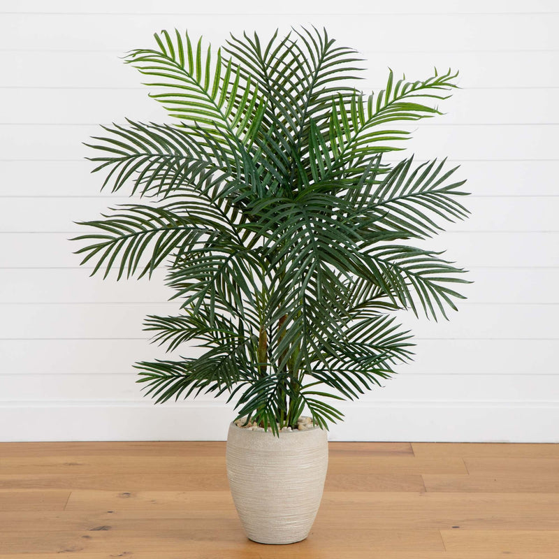 4.5’ Areca Palm Artificial Tree in Sand Colored Planter