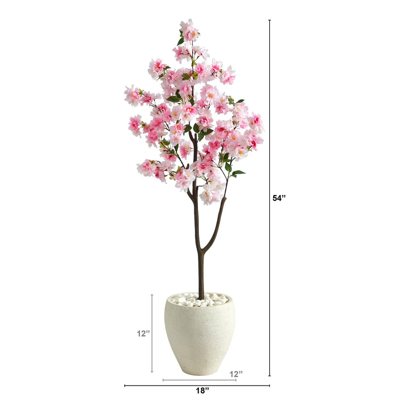 4.5’ Cherry Blossom Artificial Tree in White Planter, photo 2 of 4