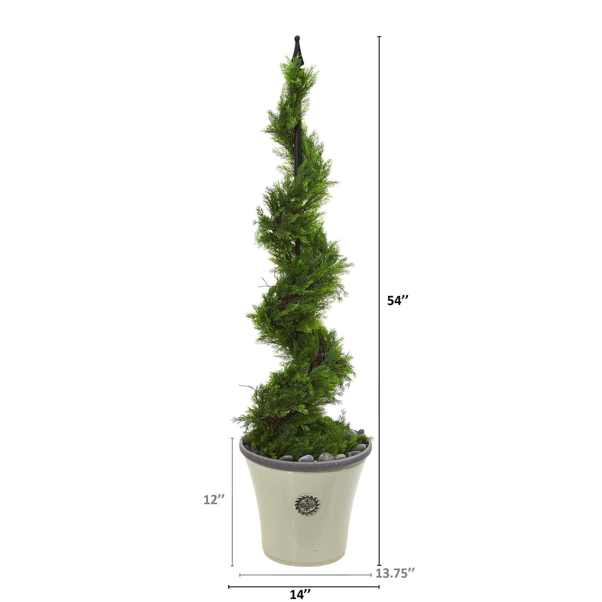 4.5’ Artificial Cypress Spiral Topiary Tree in Decorative Planter, photo 2 of 2