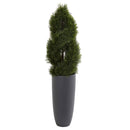 4.5’ Double Pond Cypress Spiral Artificial Tree in Cylinder Planter (Indoor/Outdoor)