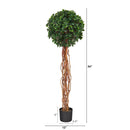 4.5’ English Ivy Single Ball Artificial Topiary Tree with Natural Trunk UV Resistant (Indoor/Outdoor)