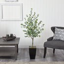 4.5’ Eucalyptus Artificial Tree in Black Metal Planter