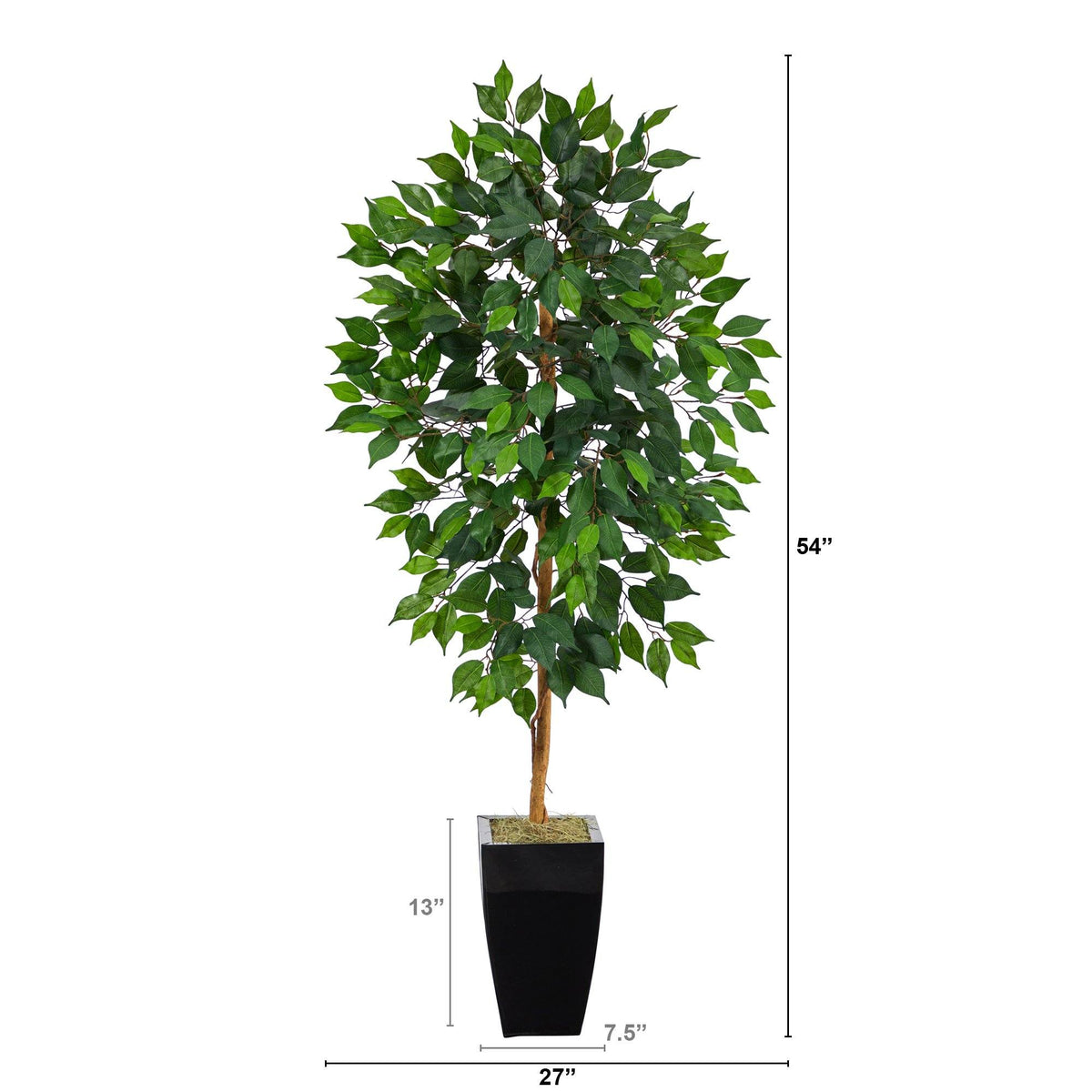 4.5’ Ficus Artificial Tree in Black Metal Planter, photo 2 of 4