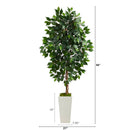 4.5’ Ficus Artificial Tree in White Planter