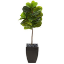 4.5’ Fiddle Leaf Artificial Tree in Black Planter (Real Touch)