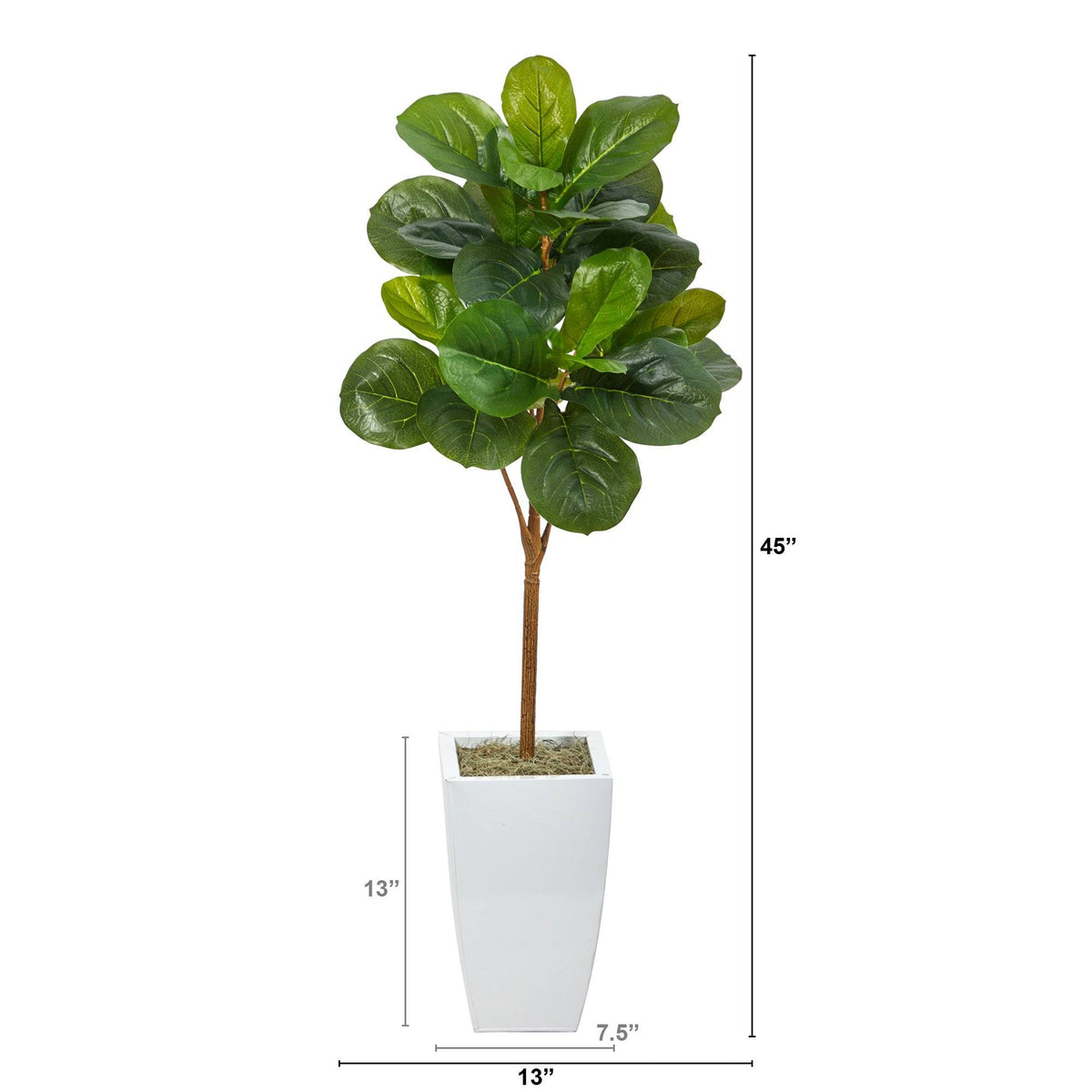 45” Fiddle Leaf Artificial Tree in White Metal Planter, photo 2 of 4