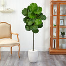 4.5’ Fiddle Leaf Artificial Tree in White Planter