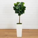 4.5’ Fiddle Leaf Fig Tree in White Planter (Real Touch) by Nearly Natural