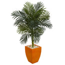 4.5’ Golden Cane Palm Artificial Tree in Orange Planter