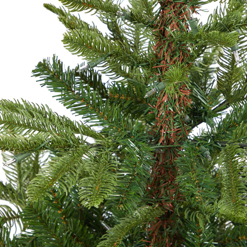 4.5’ Layered Washington Spruce Artificial Christmas Tree with 100 Clear LED Lights and 189 Bendable Branches in White Planter