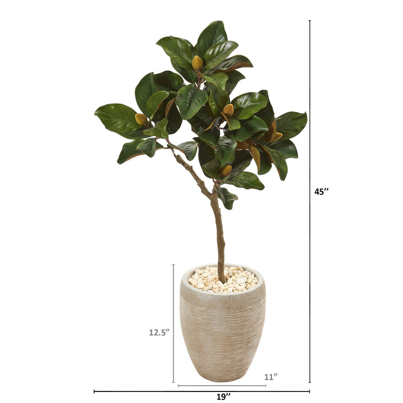 45” Magnolia Leaf Artificial Tree in Sand Colored Planter, photo 2 of 2