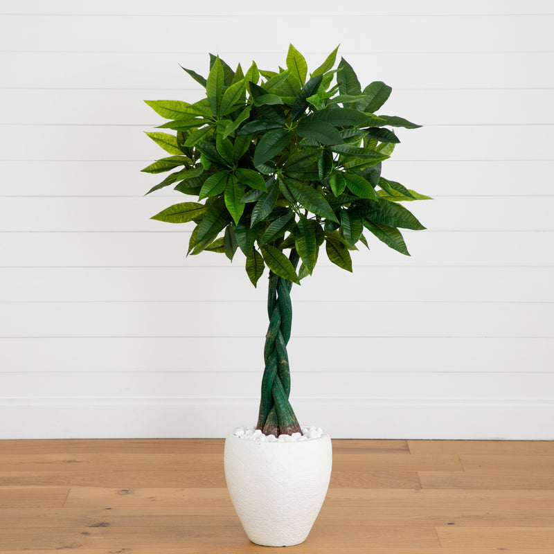 4.5’ Money Artificial Tree in White Oval Planter (Real Touch, photo 2 of 6