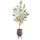 4.5’ Olive Artificial Tree in Gray Tripod Planter