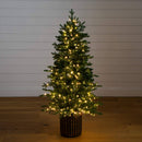 4.5' Pre-Lit Artificial Christmas Tree in Decorative Planter with 400 LED Lights