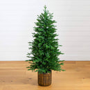 4.5' Pre-Lit Artificial Christmas Tree in Decorative Planter with 400 LED Lights
