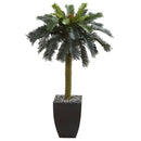 4.5’ Sago Artificial Palm Tree in Black Planter by Nearly Natural