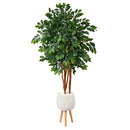 4.5’ Sakaki Artificial Tree in White Planter with Stand