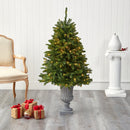 4.5’ Sierra Spruce “Natural Look” Artificial Christmas Tree with 150 Clear LED Lights in Decorative Urn