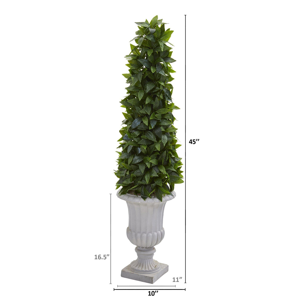45” Sweet Bay Cone Topiary Artificial Tree in Decorative Gray Urn, photo 2 of 2