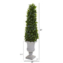 45” Sweet Bay Cone Topiary Artificial Tree in Decorative Gray Urn