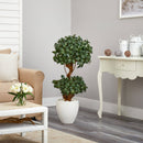 45” Sweet Bay Double Ball Topiary Artificial Tree in White Planter