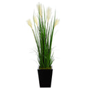 4.5’ Wheat Plum Grass Artificial Plant in Black Metal Planter