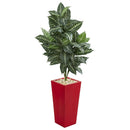4.5’ Zebra Artificial Plant in Red Planter