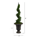 46” Cypress Spiral Topiary Artificial Tree in Charcoal Urn