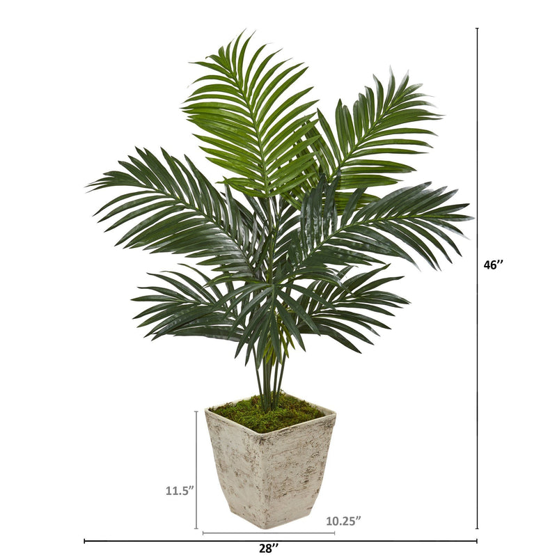 46” Kentia Artificial Palm Tree in Country White Planter, photo 2 of 2