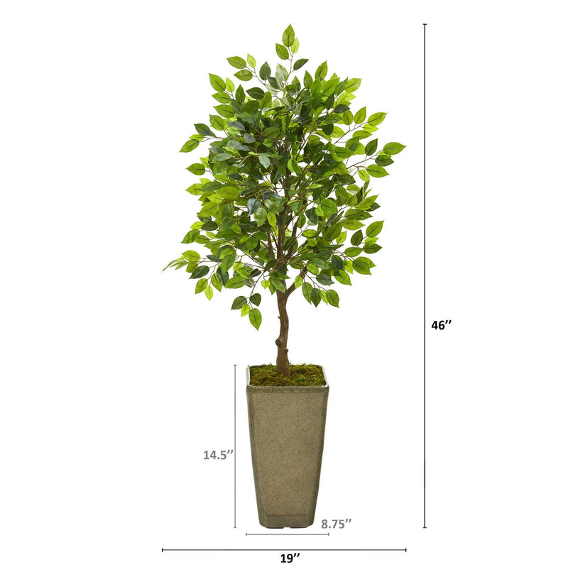 46” Mini Ficus Artificial Tree in Green Planter, photo 2 of 2