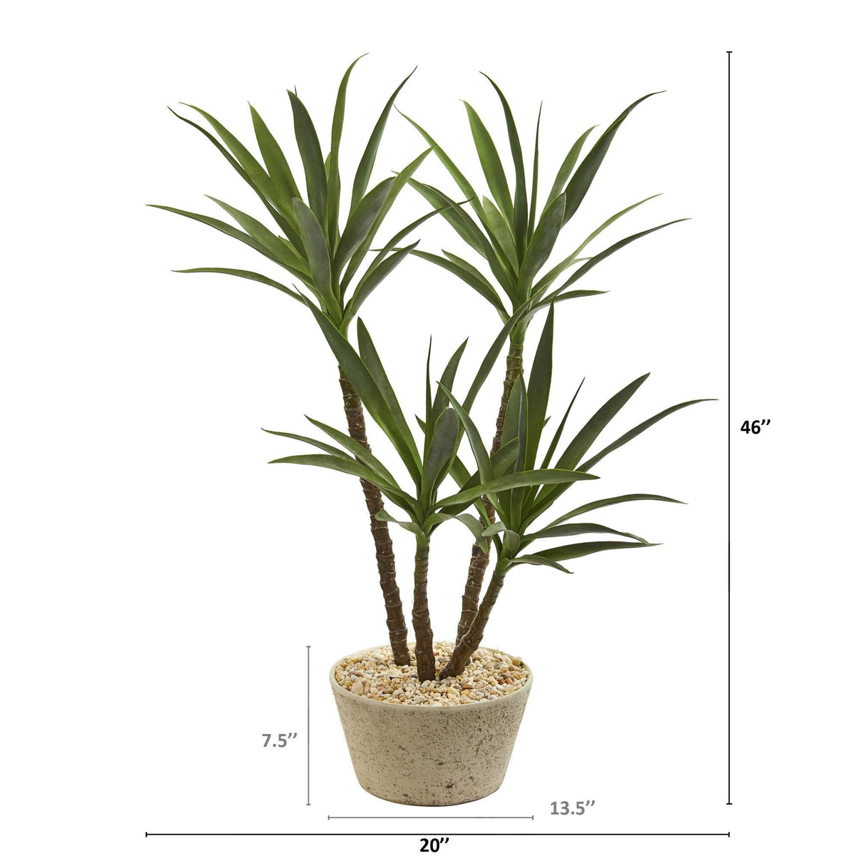 46” Yucca Artificial Plant in White Planter, photo 2 of 2
