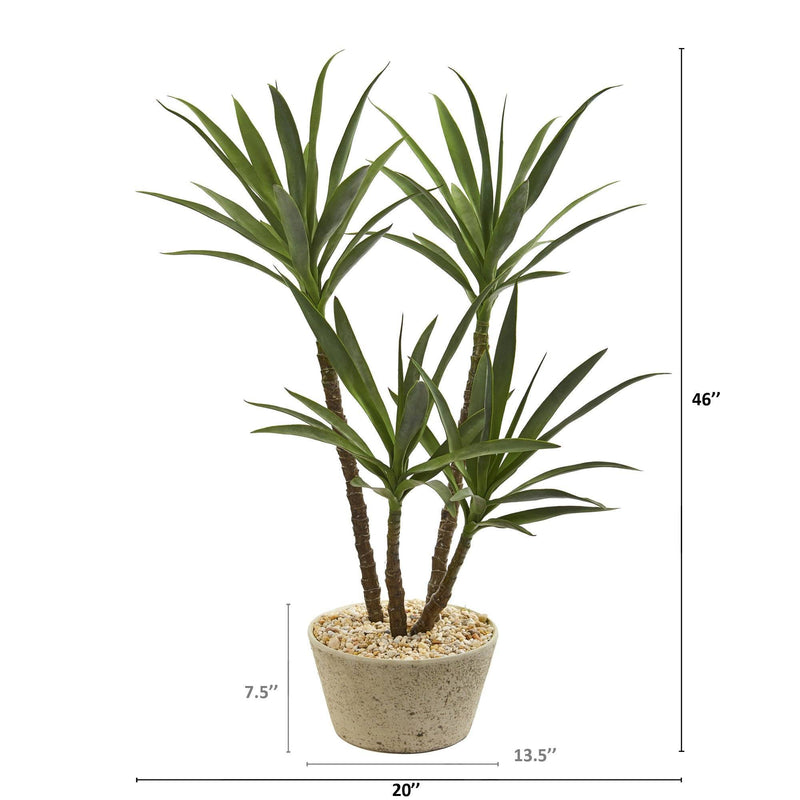 46” Yucca Artificial Plant in White Planter, photo 2 of 2