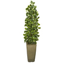 47” Variegated Holly Leaf Artificial Tree in Green Planter (Real Touch)