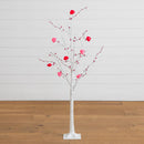 4' Pre-Lit Artificial Valentine's Day Twig Tree with 48 Heart Shaped LED Lights and Red Berries