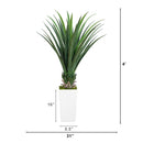 4' UV Resistant Artificial Spiked Agave Plant in White Tower Planter (Indoor/Outdoor)