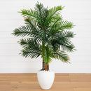 5’ Areca Palm Artificial Tree in White Planter (Real Touch) by Nearly Natural