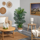 5’ Areca Palm Tree in Boho Chic Handmade Cotton & Jute White Woven Planter UV Resistant