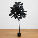 5' Artificial Halloween Black Fiddle Leaf Tree